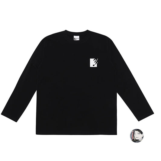 『ハイキュー!!』（株）Bouncing Ball　ロングＴシャツ　孤爪研磨サイズ（Ｌサイズ相当）　特製缶バッジ１個付き